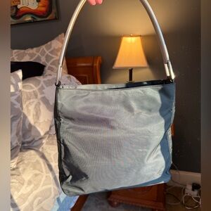 Prada Tessuto Metallo Ring Nylon Hobo Bag Green / Gray (Antracite) Color - VGUC